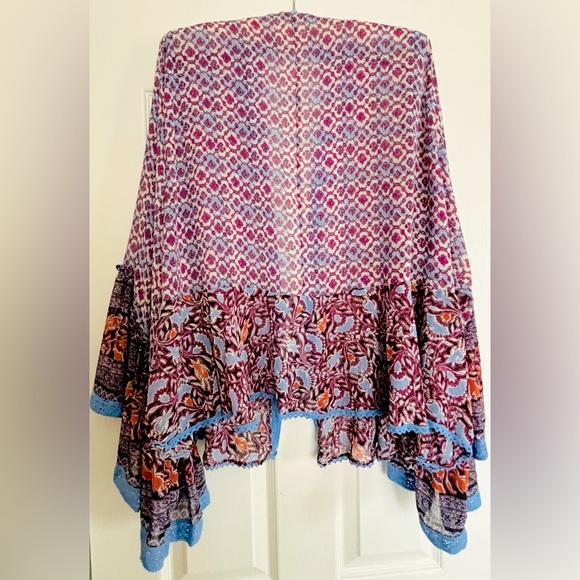 FREE PEOPLE Floral Print Lola Bell Sleeve Tassel Tie Kimono Small - Picture 6 of 16